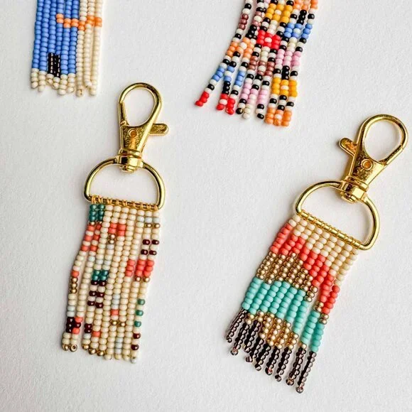 Handmade Beaded Tassel Purse Charm Keychain - Picture 5 of 10